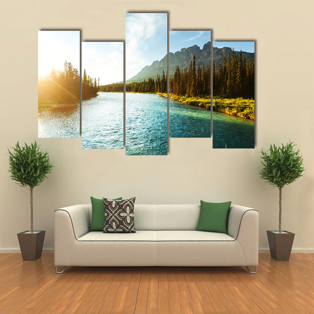 Castle Mountain in Banff National Park, Canada multi panel canvas wall art