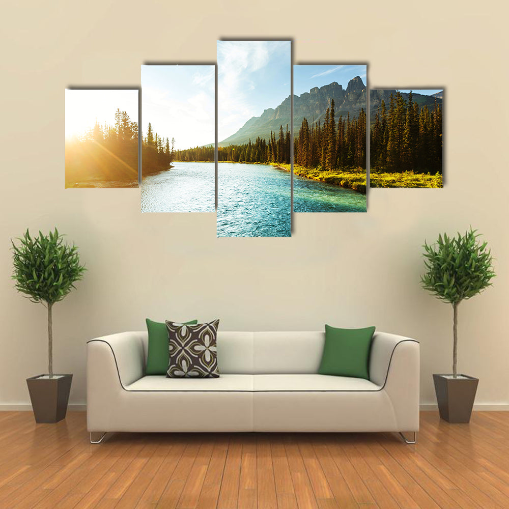 Castle Mountain in Banff National Park, Canada multi panel canvas wall art