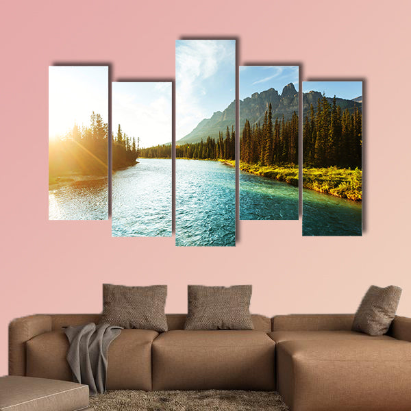 Castle Mountain in Banff National Park, Canada. Multi panel canvas wall art