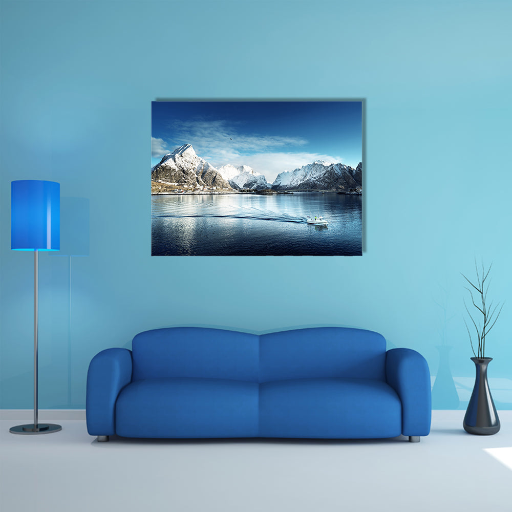 The snow in Reine Village, Lofoten Islands, Norway multi panel canvas wall art