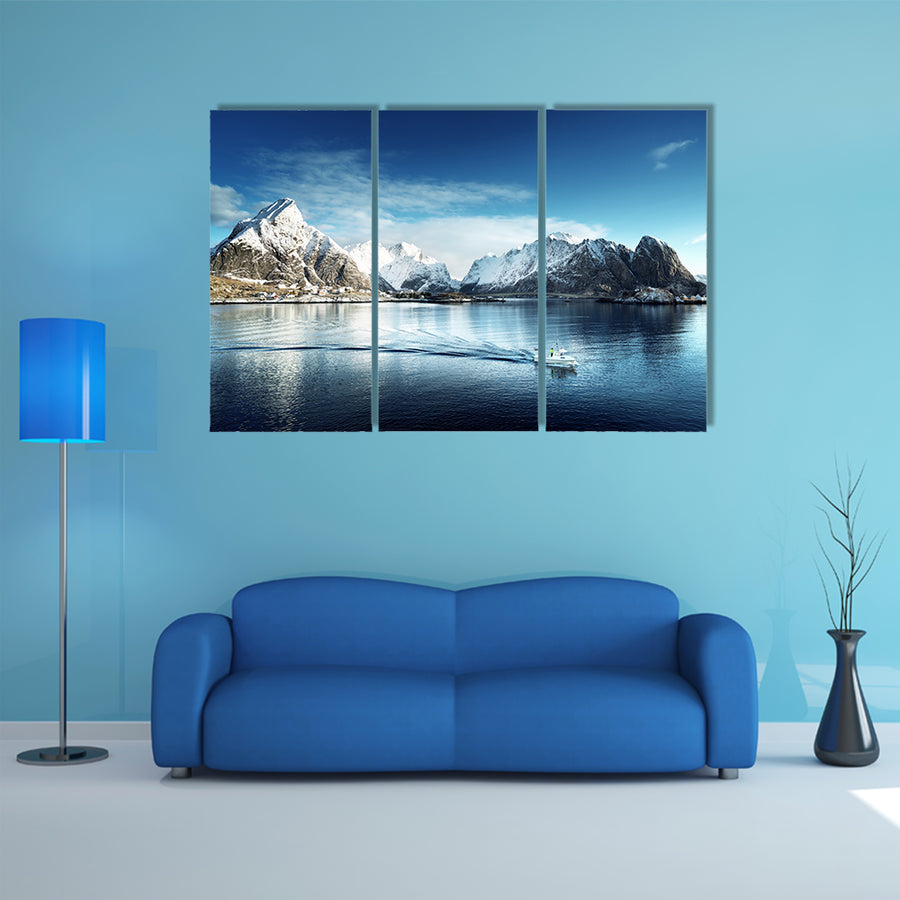 The snow in Reine Village, Lofoten Islands, Norway multi panel canvas wall art