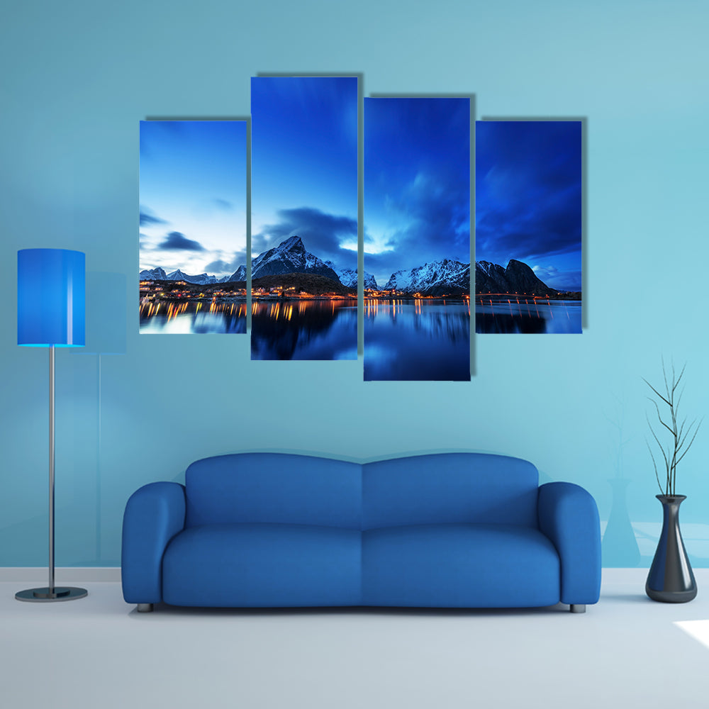  Sunset in Reine Village, Lofoten Islands, Norway multi panel canvas wall art