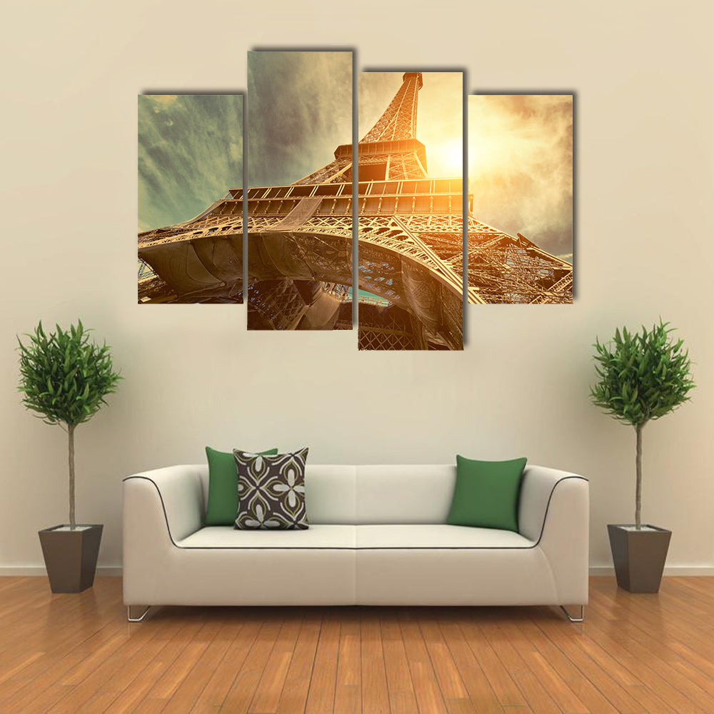 The Eiffel tower is one of the most recognizable landmarks in the world under sun light Multi panel canvas wall art