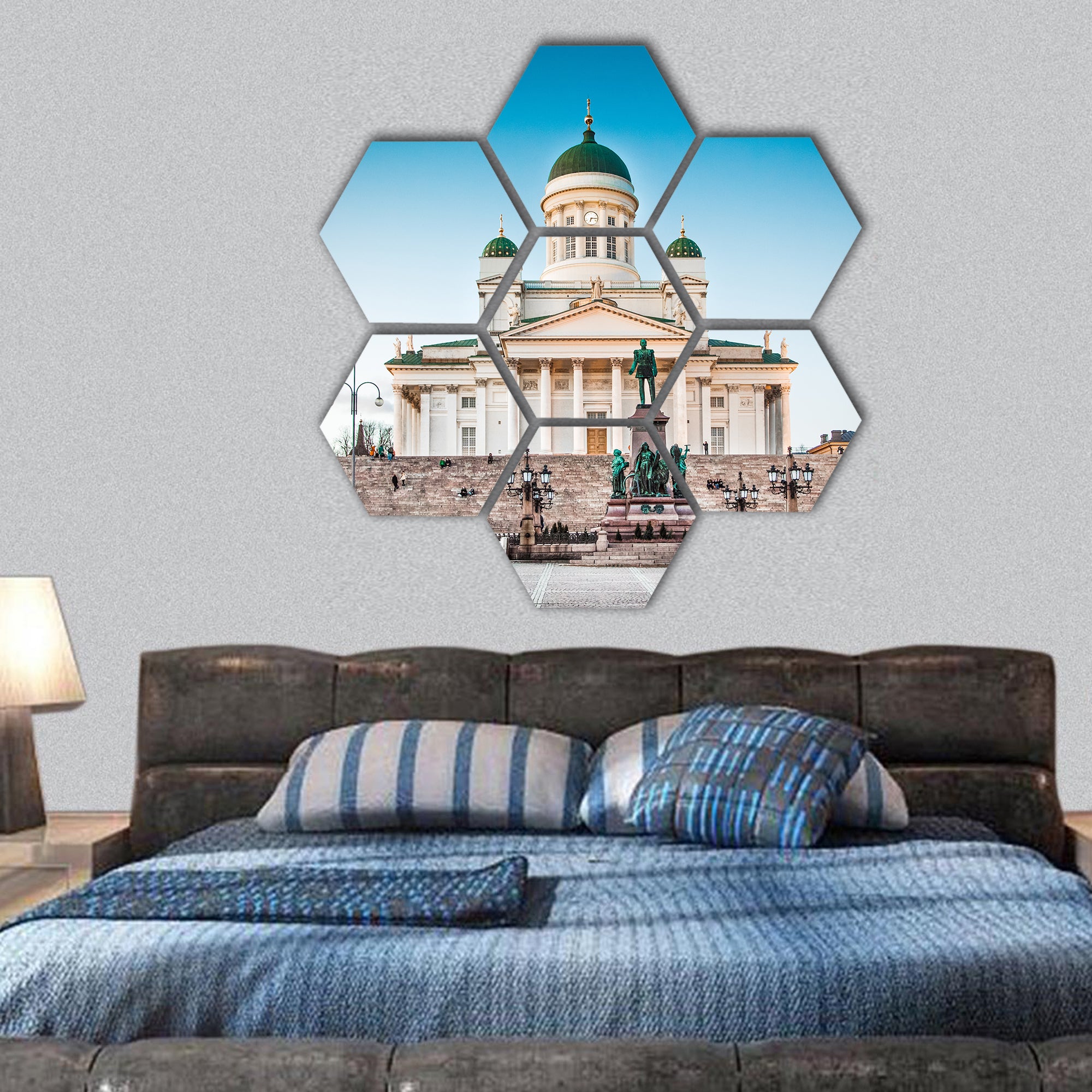 Helsinki Cathedral in evening light, Helsinki, Finland hexagonal canvas wall art