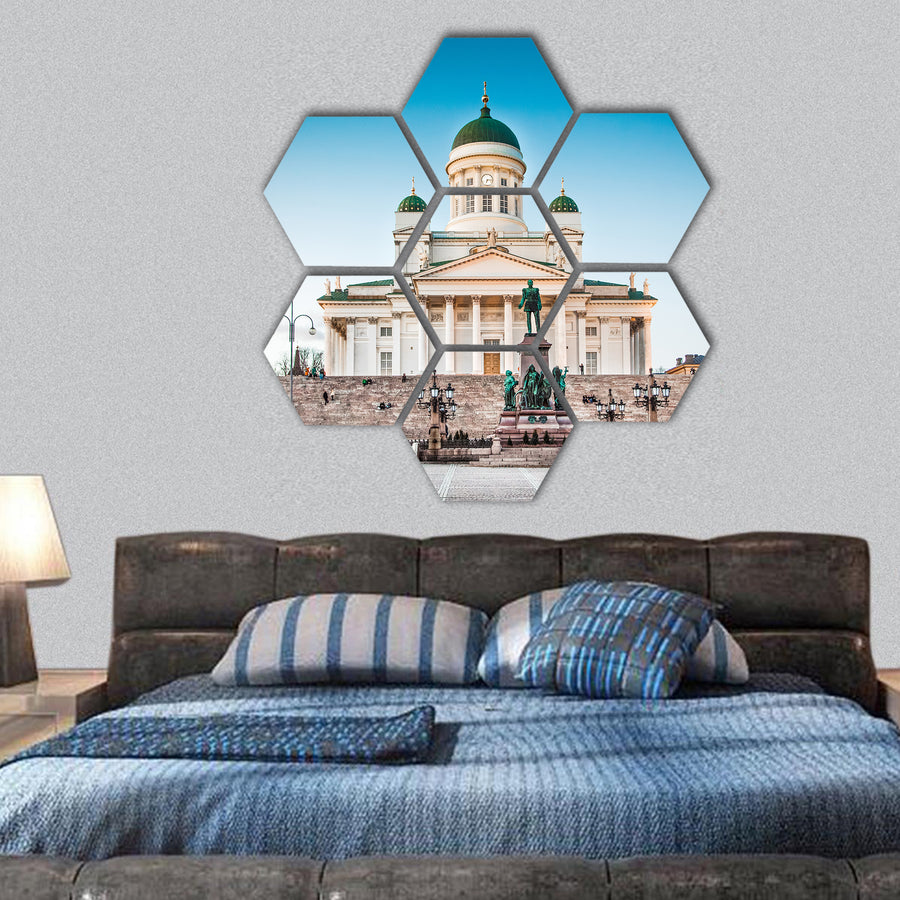 Helsinki Cathedral in evening light, Helsinki, Finland hexagonal canvas wall art