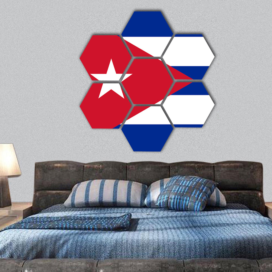 Vector illustration of Cuba flag hexagonal canvas wall art