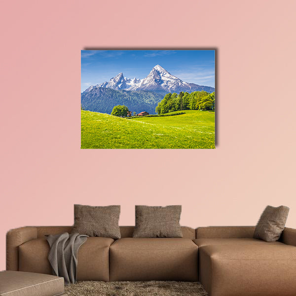 Idyllic landscape Alps meadows in Germany multi panel canvas wall art