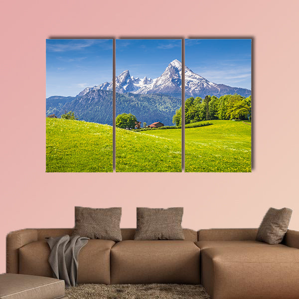 Idyllic landscape Alps meadows in Germany multi panel canvas wall art