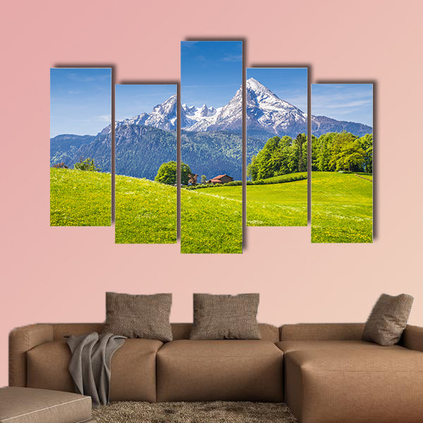 Idyllic landscape Alps meadows in Germany multi panel canvas wall art