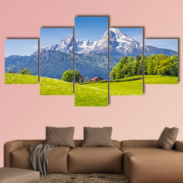 Idyllic landscape Alps meadows in Germany multi panel canvas wall art