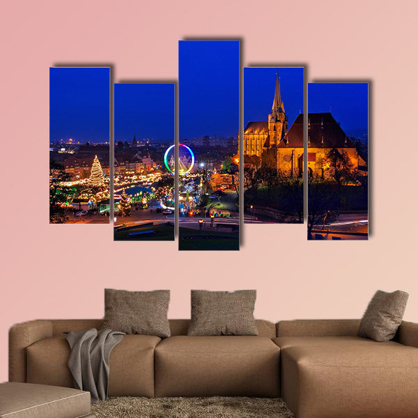 Erfurt Christmas market multi panel canvas wall art