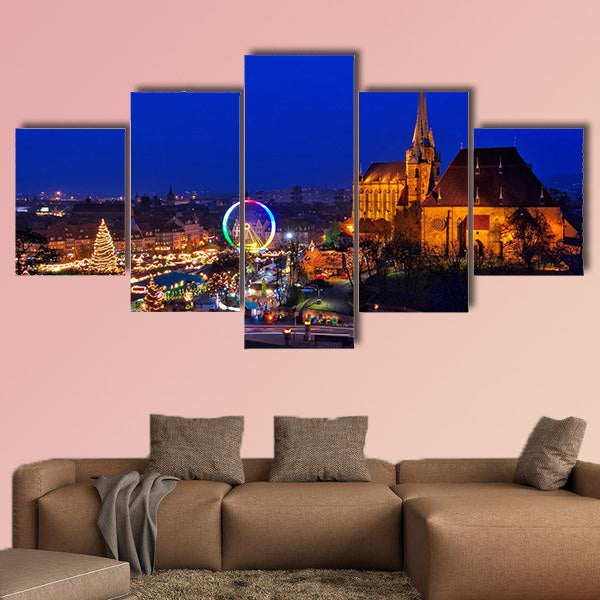 Erfurt Christmas market multi panel canvas wall art