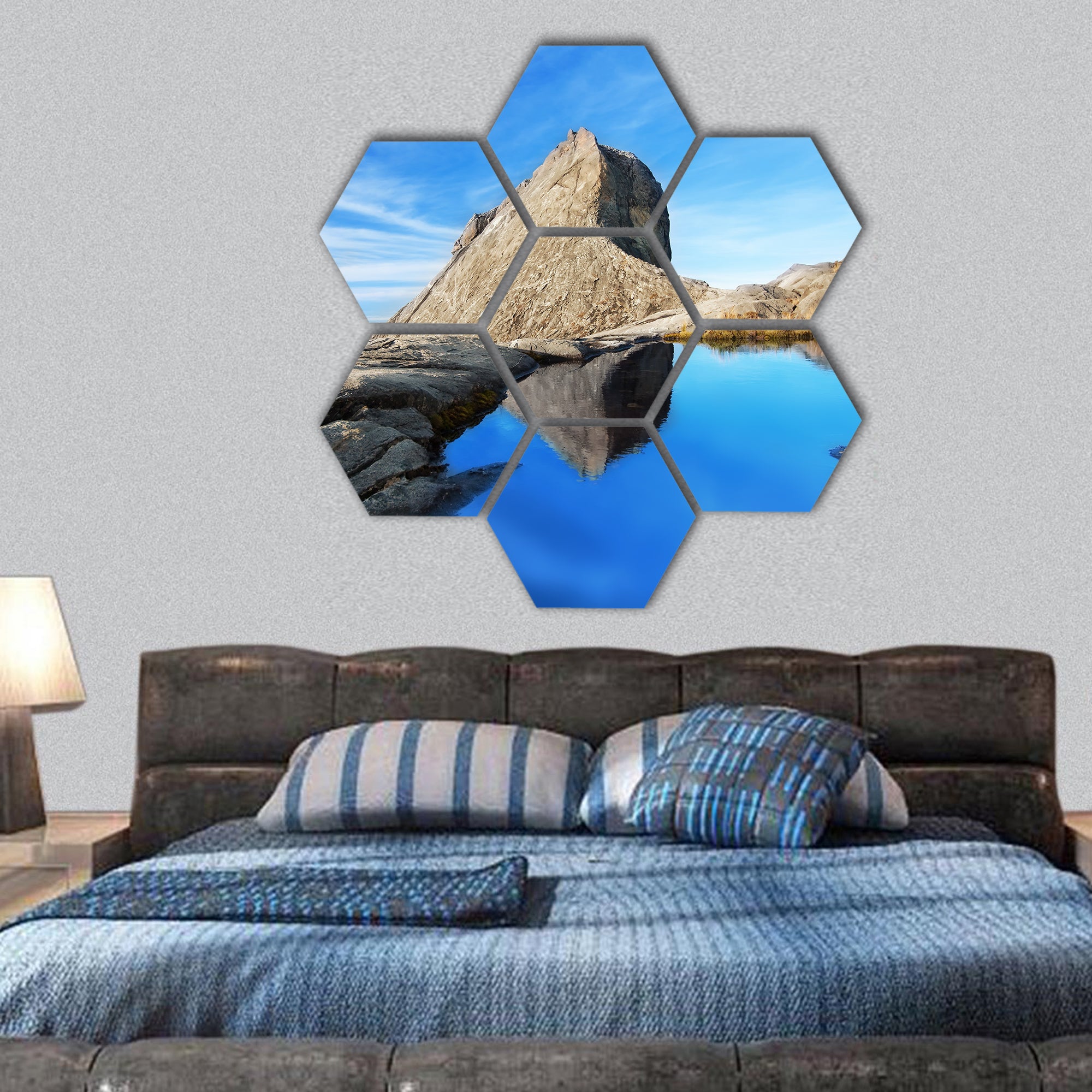 St. John's peak at Mount Kinabalu Sabah hexagonal canvas wall art