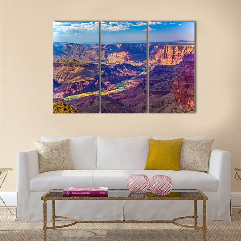 Grand canyon at sunrise with river Colorado multi panel canvas wall art