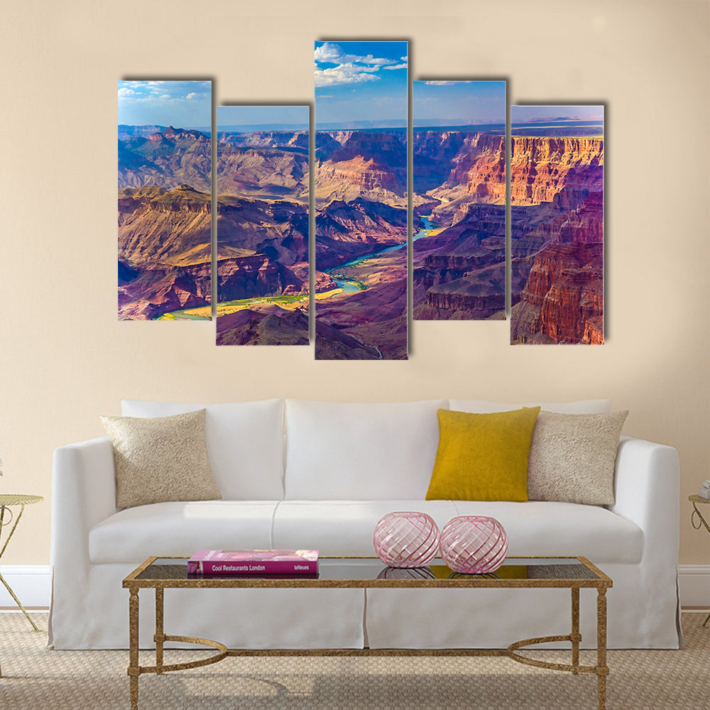 Grand canyon at sunrise with river Colorado multi panel canvas wall art