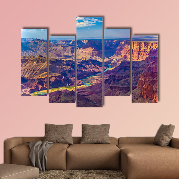 Grand canyon at sunrise with river Colorado Multi panel canvas wall art