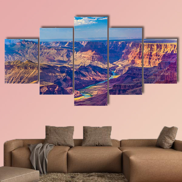 Grand canyon at sunrise with river Colorado Multi panel canvas wall art