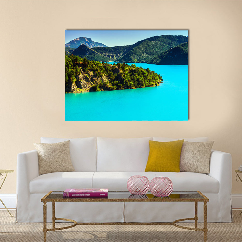 The Azure water of Lac De La Castillon, Alps, France Multi panel Canvas Wall Art