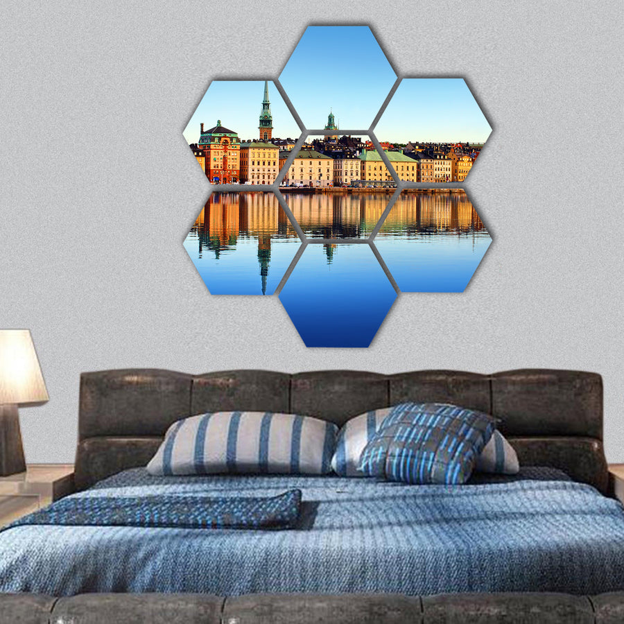 Stockholm city hexagonal canvas wall art