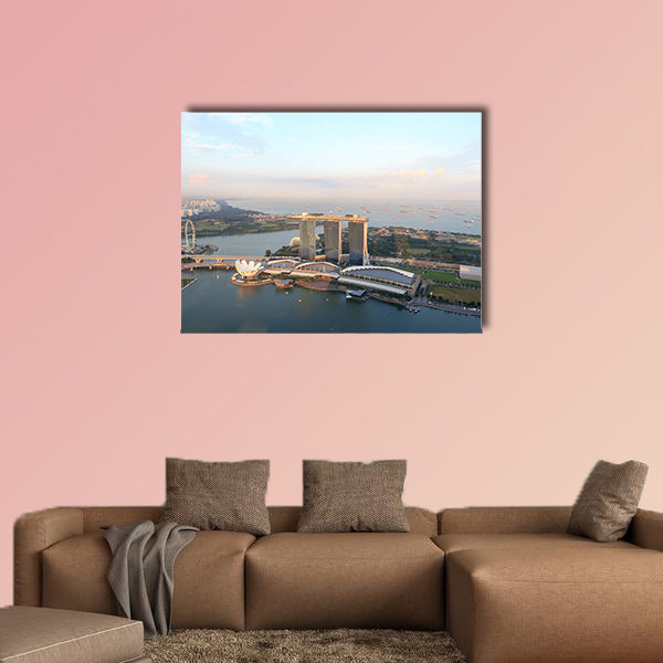 Marina Bay Sands hotel, ArtScience museum and Singapore Flyer Multi panel canvas wall art