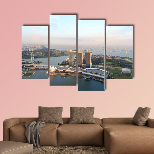 Marina Bay Sands hotel, ArtScience museum and Singapore Flyer Multi panel canvas wall art