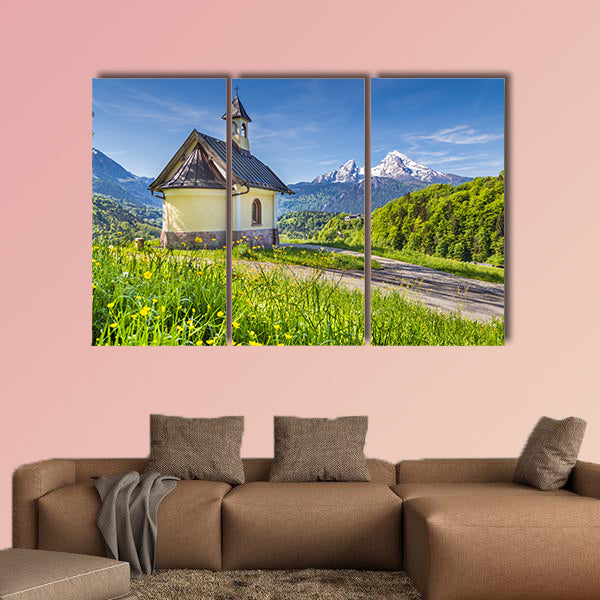 Beautiful view of famous Chapel at Lockstein with mount Watzmann