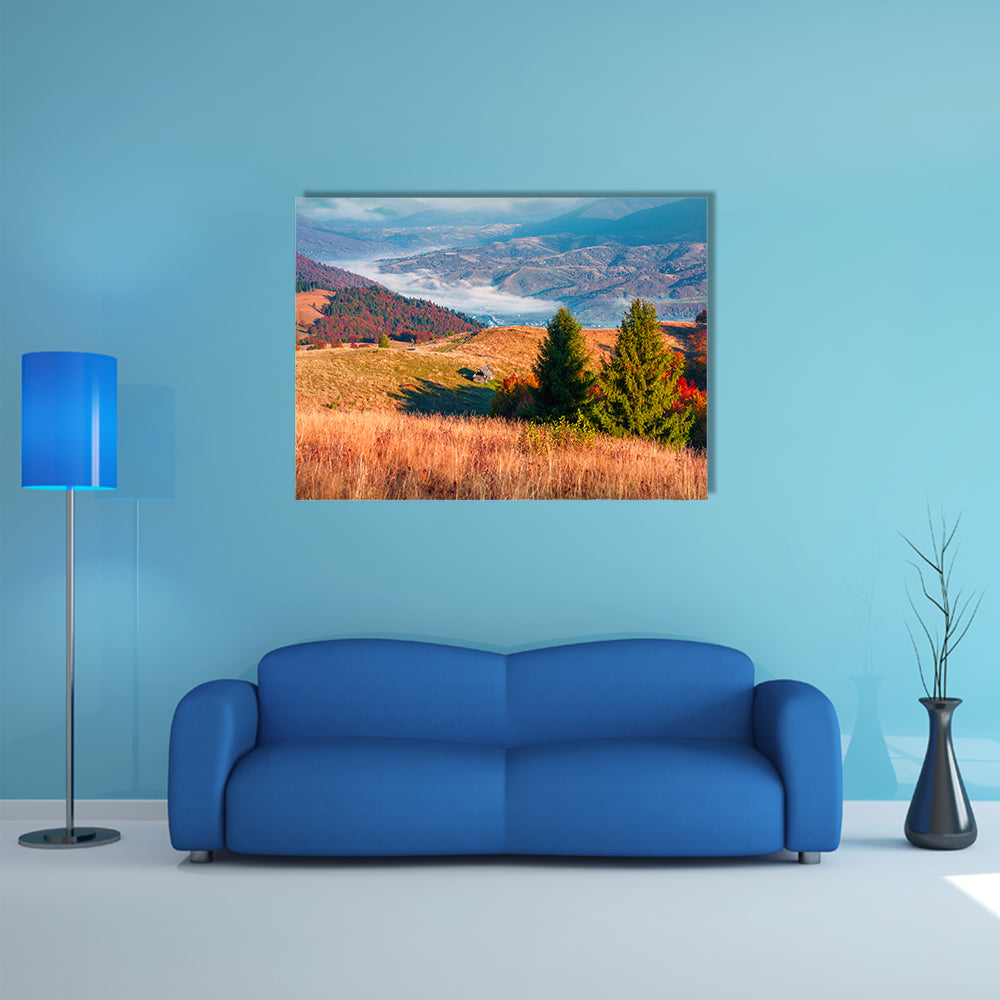 Fantastic colors autumn landscape in the Carpathian mountains multi panel canvas wall art
