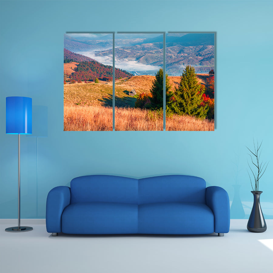 Fantastic colors autumn landscape in the Carpathian mountains multi panel canvas wall art