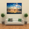 Sun Surfer A Man Is Walking With A Surf In His Hands Across The Sea Shore Multi Panel Canvas Wall Art