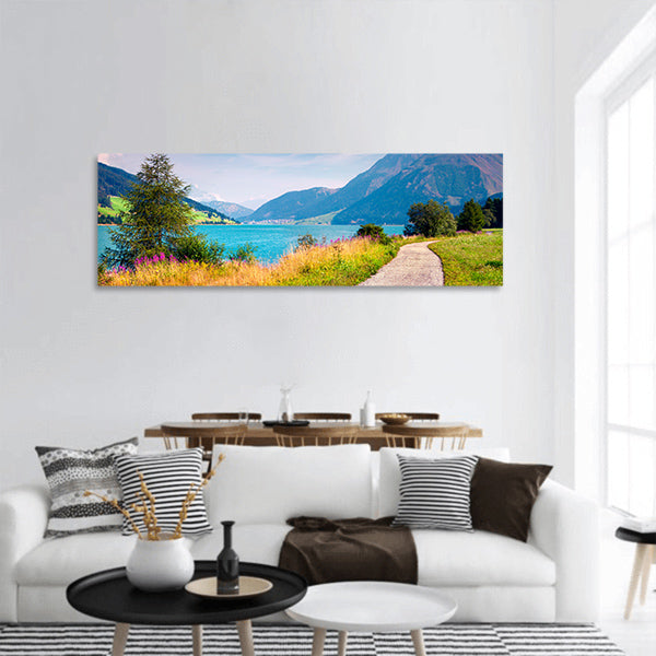 Bicycle path around Ressia lake panoramic canvas wall art