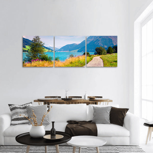 Bicycle path around Ressia lake panoramic canvas wall art