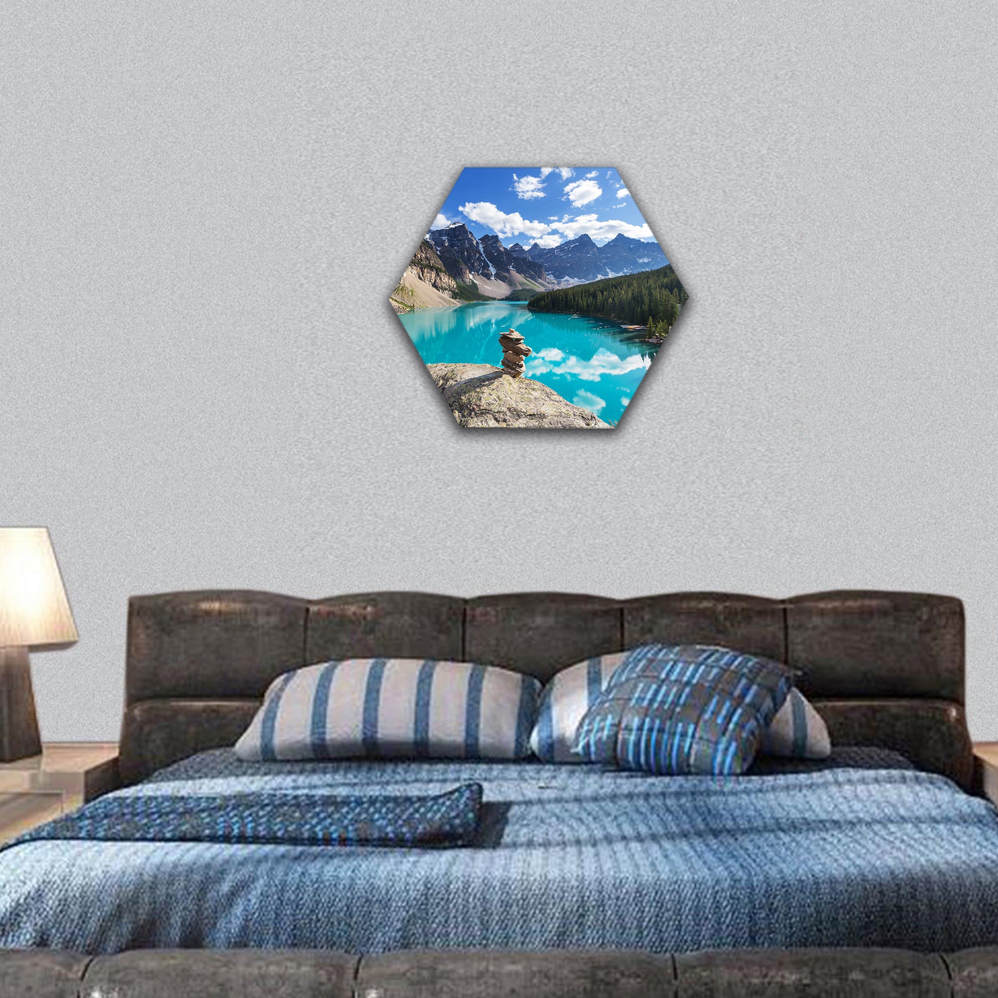 Moraine lake in Banff National park, Canada hexagonal canvas wall art