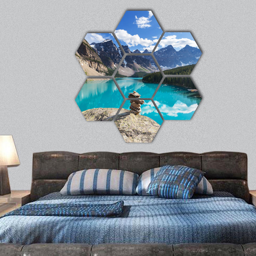 Moraine lake in Banff National park, Canada hexagonal canvas wall art