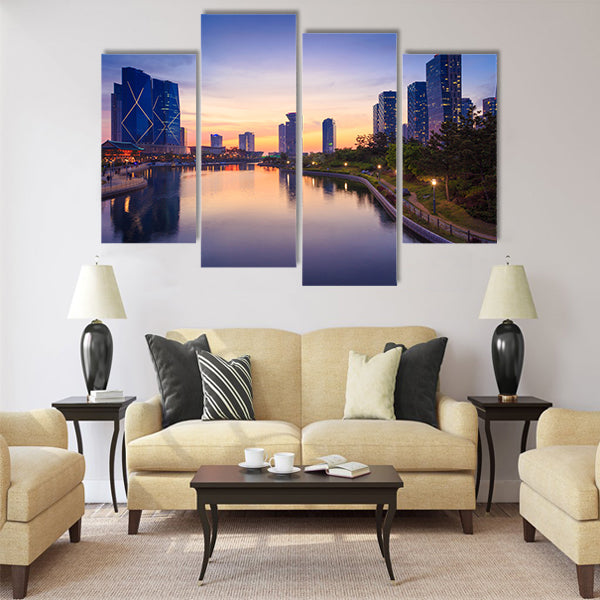 Songdo Central Park in Songdo Multi panel canvas wall art
