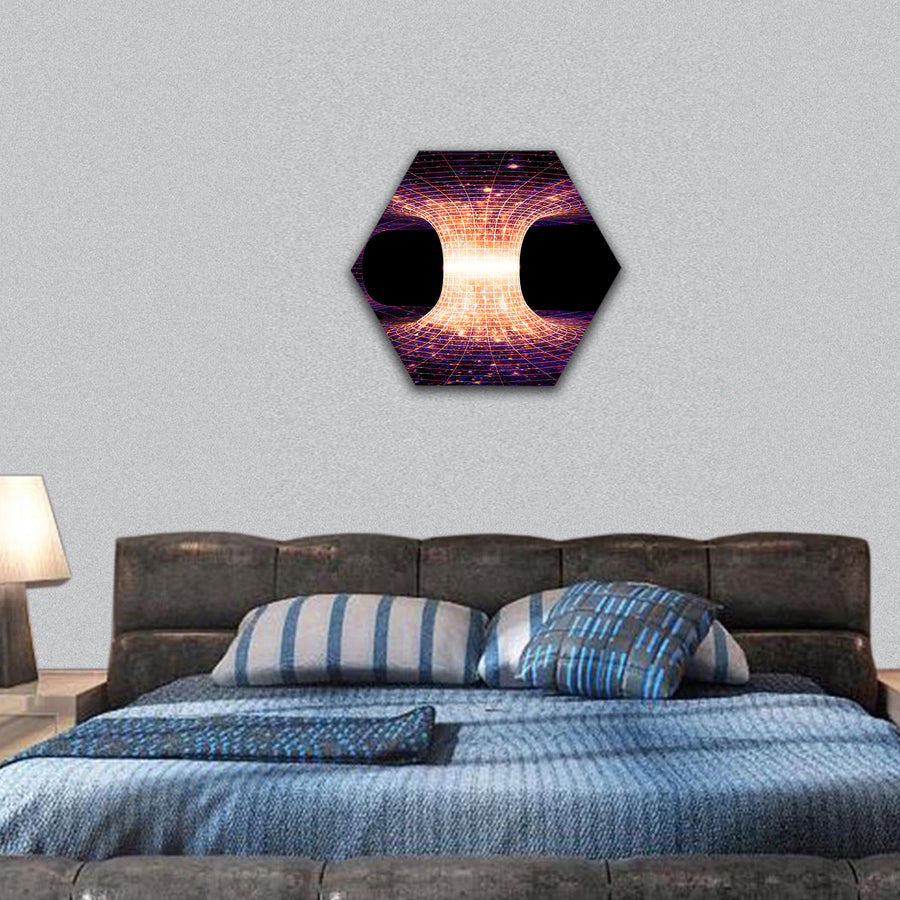 Einstein-Rosen Bridge, connecting two separate points hexagonal canvas wall art