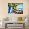 Oil painting landscape - garden near the house Multi Panel Canvas Wall Art