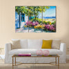 Oil painting landscape - garden near the house Multi Panel Canvas Wall Art