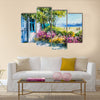 Oil painting landscape - garden near the house Multi Panel Canvas Wall Art