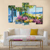 Oil painting landscape - garden near the house Multi Panel Canvas Wall Art