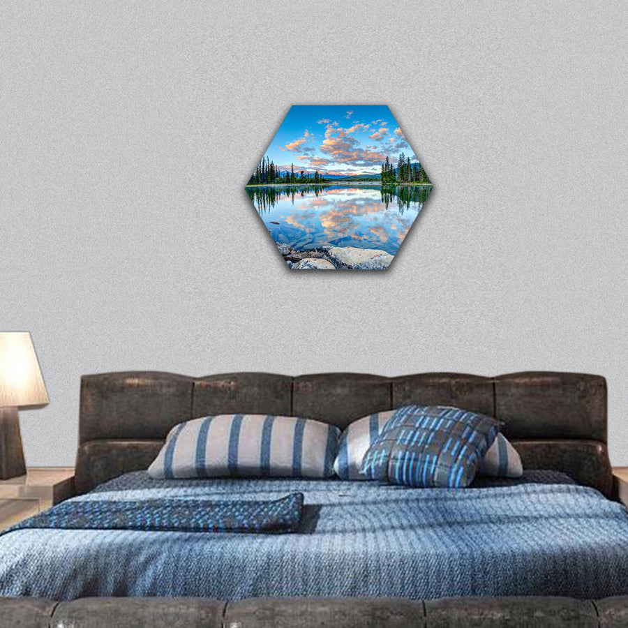 Pyramid Lake in Jasper National Park, Alberta, hexagonal canvas wall art