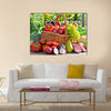 Fresh organic vegetables and fruits in the garden. Balanced diet Multi panel canvas wall art