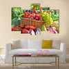 Fresh organic vegetables and fruits in the garden. Balanced diet Multi panel canvas wall art