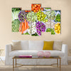 Farmers market with various domestic colorful fresh fruits and vegetable Multi panel canvas wall art