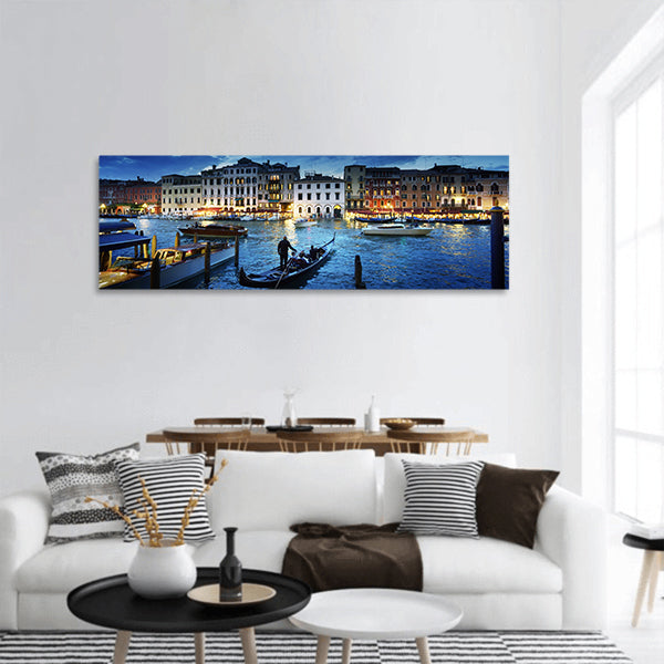 Grand Canal in sunset time, Venice, Italy Panoramic Canvas Wall Art