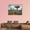 Bomb on the road, a nuclear explosion multi panel canvas wall art