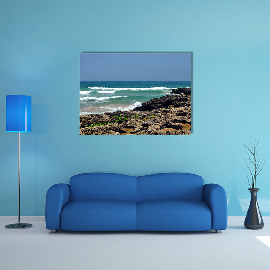 The taghazout bay morocco beach and ocean landscape panorama multi panel canvas wall art