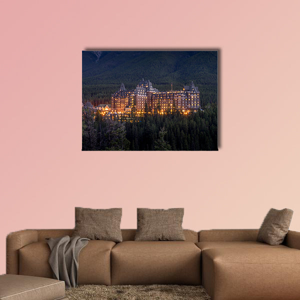 The Banff Springs Hotel at night Multi panel canvas wall art