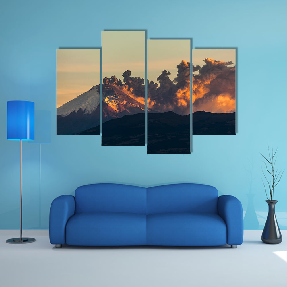 Cotopaxi volcano eruption seen from Quito, Ecuador multi panel canvas wall art