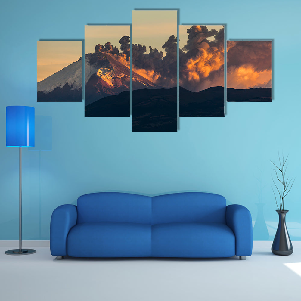 Cotopaxi volcano eruption seen from Quito, Ecuador multi panel canvas wall art
