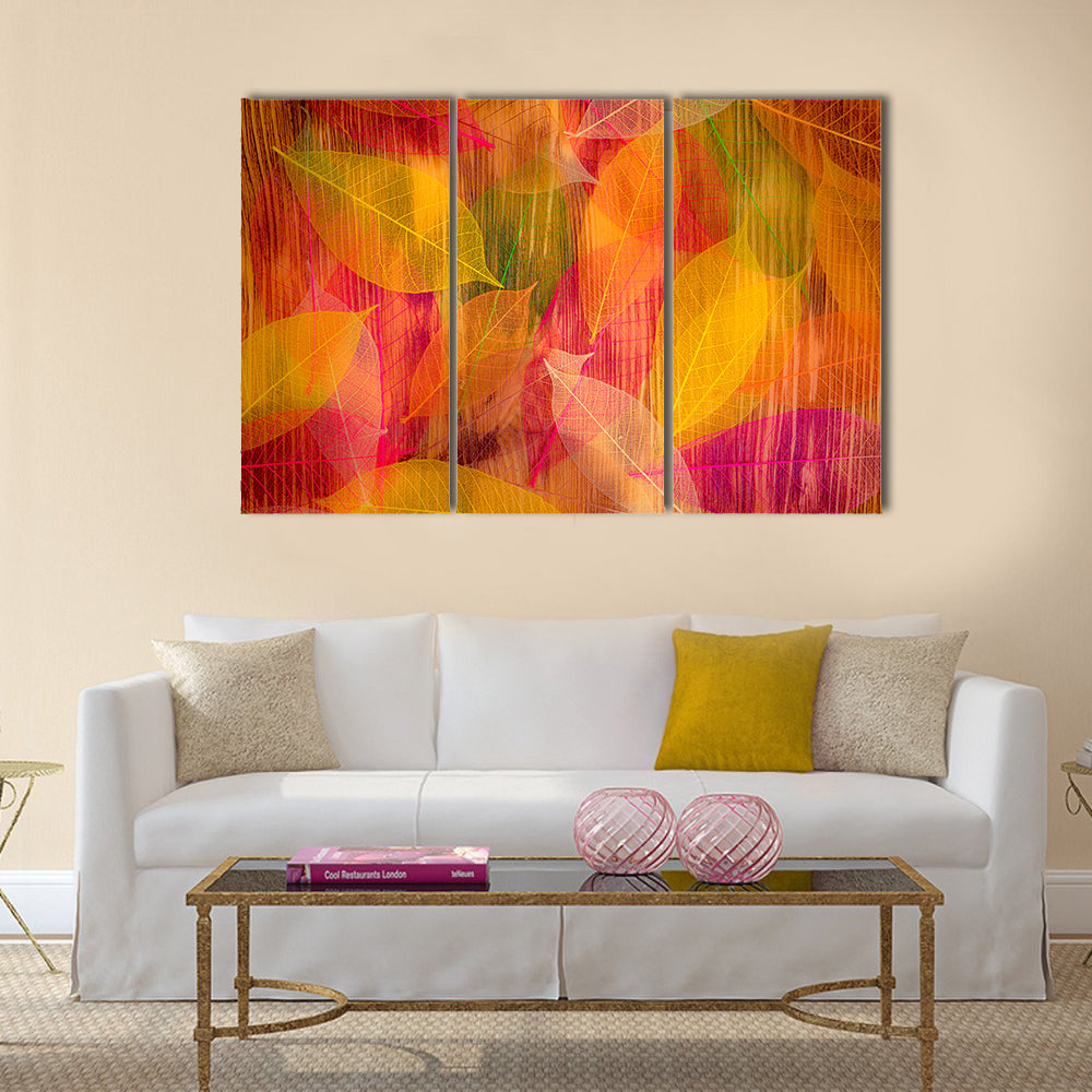 Autumn leaves texture. Abstract background Multi panel canvas wall art